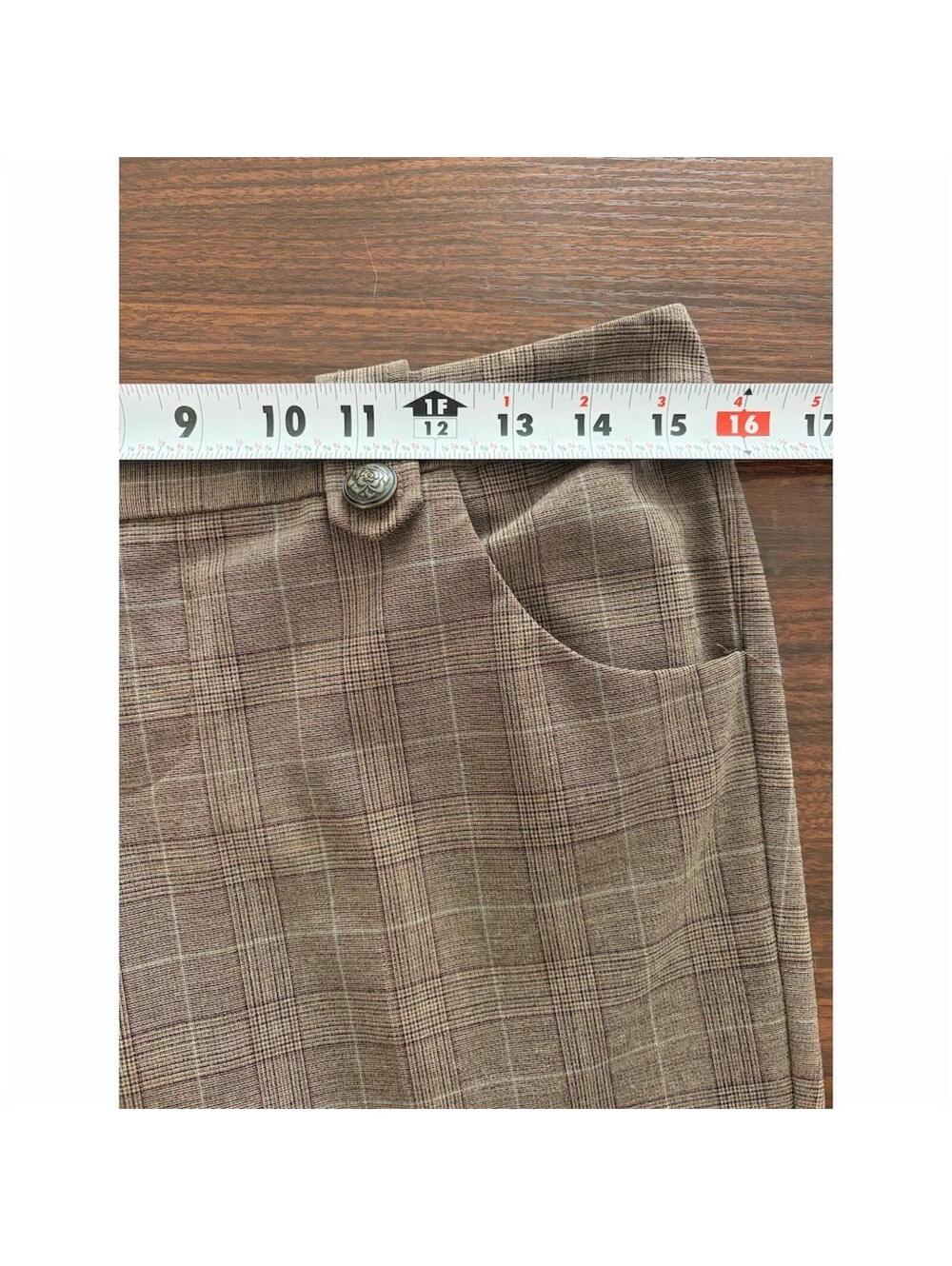 Vintage GUESS Pants Womens Size 27 Brown Plaid Low Rise Stretch Bootcut - Picture 5 of 7